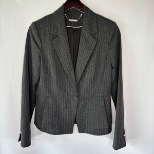 White House Black Market Women's Gray Pin Stripe Blazer Jacket Size 4